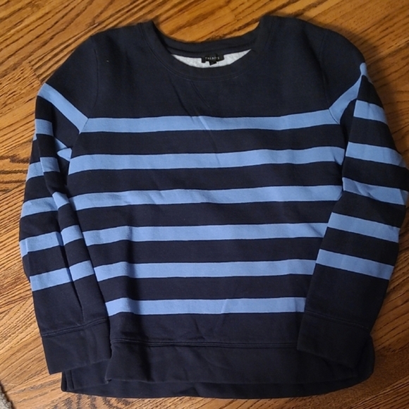 Talbots Navy and Light Blue Striped Sweatshirt - Picture 2 of 3